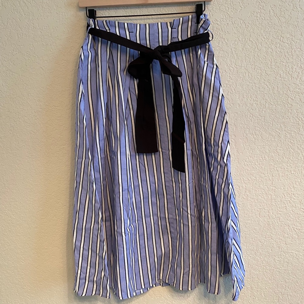 *final price* Zara Striped Midi Paper Bag Skirt